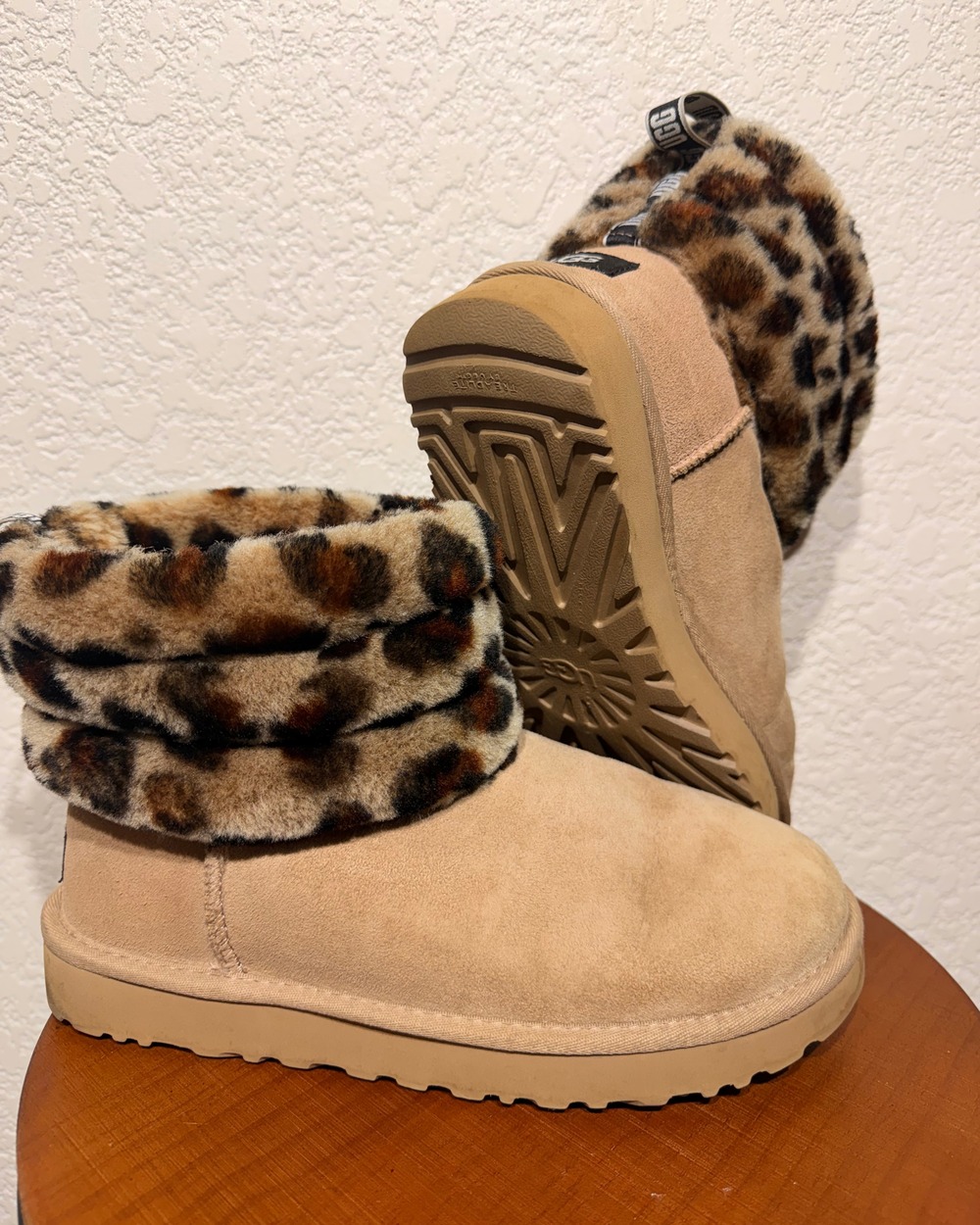 leopard UGG Women's Fluff Mini Quilted Booties